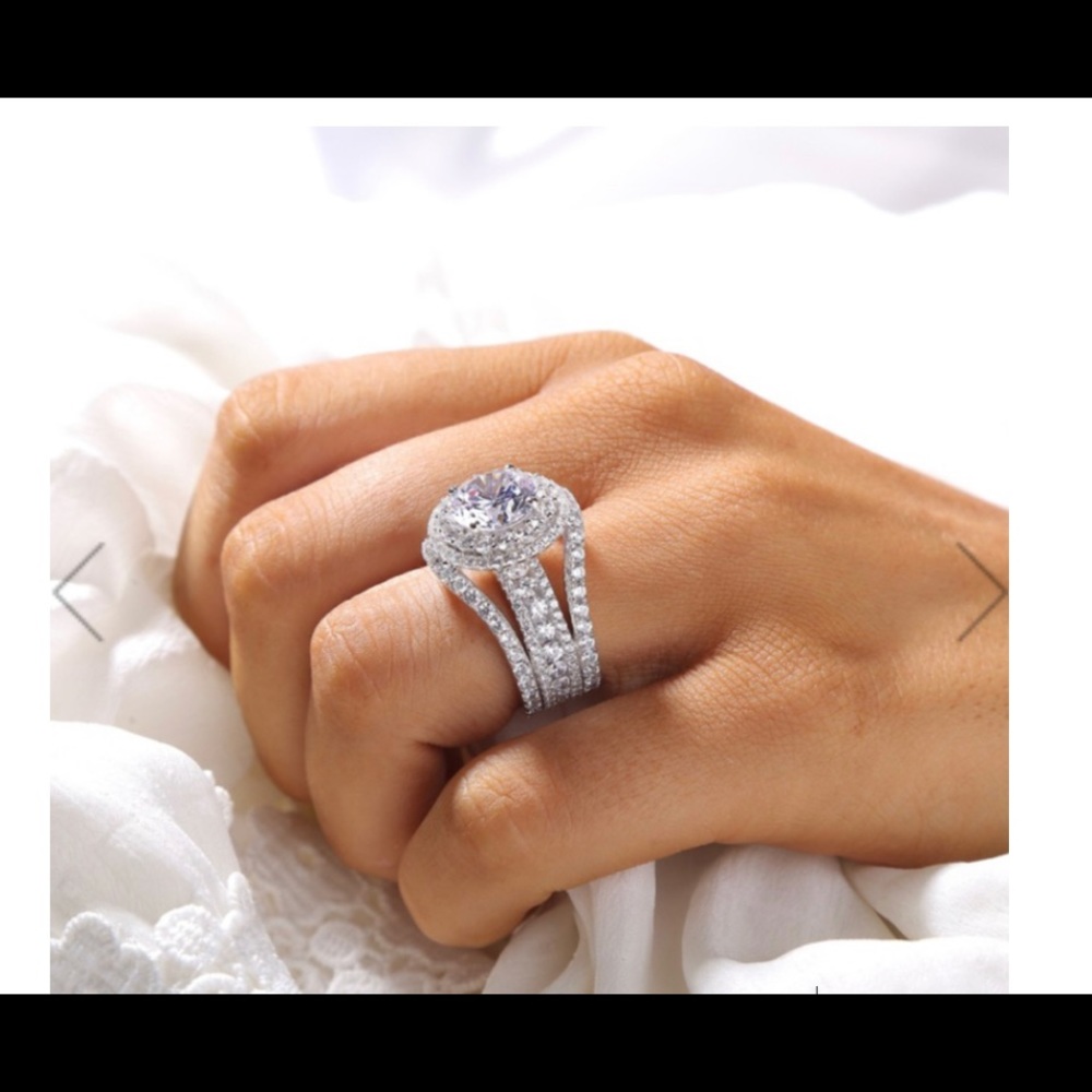 Sterling Silver Halo Engagement Ring For Her